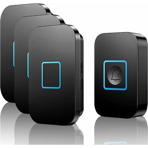 Sonnette sans fil, kit de sonnette sans fil, sonnette extérieure étanche IP55, portée de 400 m, avec 3 récepteurs enfichables, 60 mélodies, 5 niveaux de volume, Ju-AquaForge (1/5)