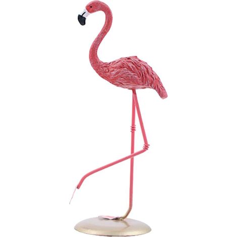 Figurine De Flamant Rose En Résine, Sculpture Miniature, Socle En Verre, Ornement De Table A (1/5)