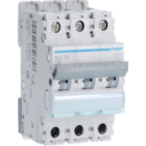 Hager interruttore automatico 3p 32a 6 ka c 3moduli  mca332