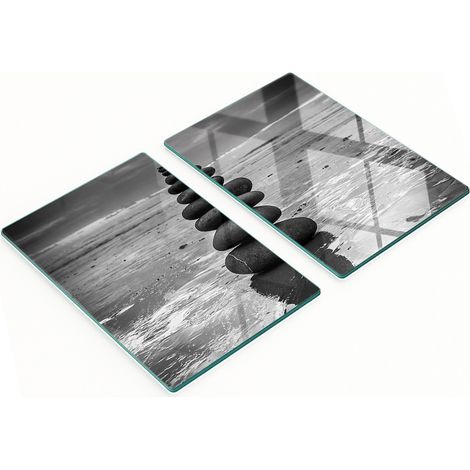 Tablas decorativas de vidrio para aperitivos con piedras de equilibrio 2x40x52 cm (1/5)