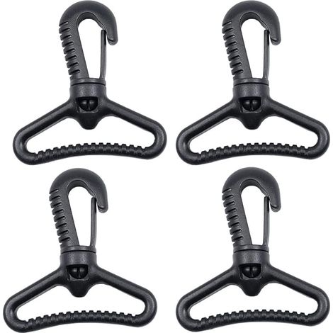 Mousquetons en plastique, mousqueton pivotant en plastique pour porte de poussée - Mousqueton rotatif - Mousqueton rotatif - Fermoir à boucle pour sangle, Noir（50mm）