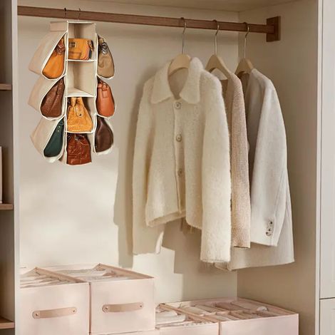 Porte-Bag Suspension Antidérapant et Antipoussière avec 4 Niveaux - Sac de Stockage à Suspension pour Vestiaires et Portes (1/5)