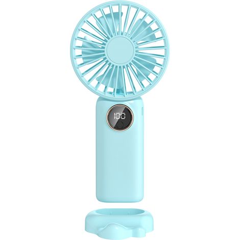 Mini-Handventilator mit 5 einstellbaren Windgeschwindigkeiten, leisem Betrieb, USB/Lithium-Akku-Stromversorgung, abnehmbarer Abdeckung. Geeignet für Kinder, Frauen, Erwachsene, Zuhause, Büro, draußen.