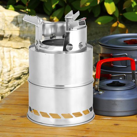 Réchaud de camping portable pliable en acier inoxydable, détachable, pour pique-nique ou camping. (1/5)