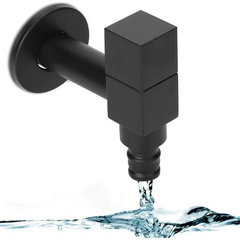 Robinet mural pour lave-linge, G1/2, cuivre, noir, eau froide (1/5)