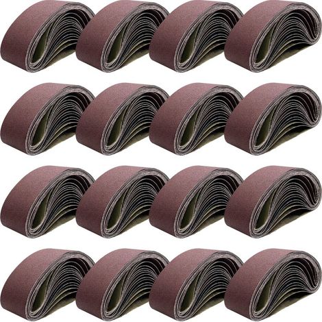 Bandes abrasives 533 x 75 mm, bandes de grains 40/80/120/150/240/400 pour ponceuse à bande, pour le ponçage, le limage, l'affûtage et le détartrage (16 pièces) (1/5)