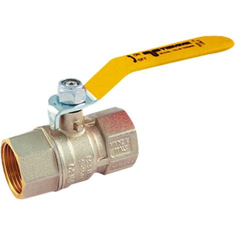VALVOLA A SFERA GAS F/F CON LEVA GIALLA IN ACCIAIO TIEMME 1/2"" DN14 - PN30