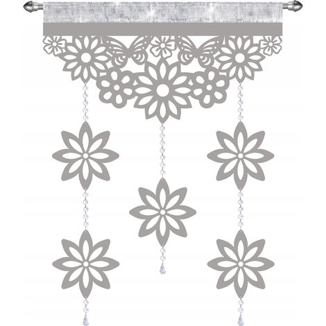 Moderner Vorhang mit Schmetterlings- und Blumenmuster und durchbrochenen Trägern GLAMOUR 60x95