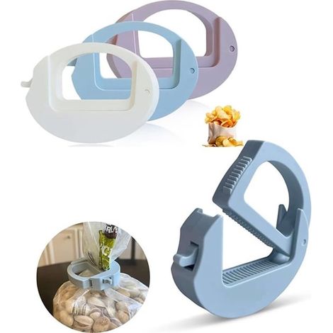 Lot de 3 clips de conservation universels avec poignée, pinces réutilisables pour fermer hermétiquement les sacs de chips, snacks et aliments, coloris assortis (1/5)