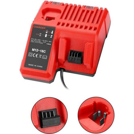 Chargeur de batterie Li-ion - VIREX - Compatible Milwaukee 12V/14V/18V - Protection contre la surchauffe (1/5)