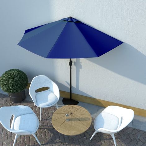 Sombrilla balcón semicircular palo aluminio azul 270x144x222 cm vidaXL