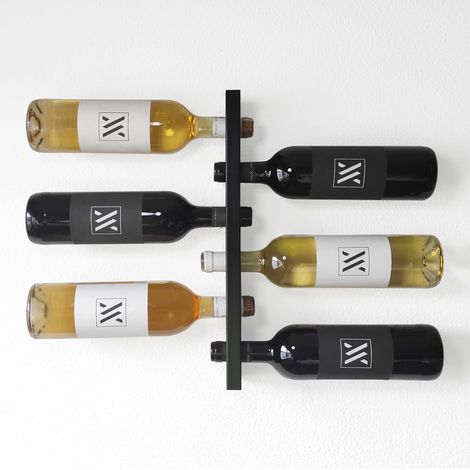 Porte-Bouteilles Mural en Acier pour Tout Type de Bouteilles de vin Design Moderne et Minimaliste avec capacité pour 6 Bouteilles Conçu et fabriqué en Espagne (1/5)