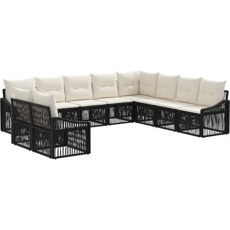 Gartensofa-set 10 pcs Schwarz Poly-Rattan vidaXL