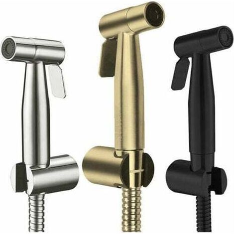 Kit bidet per WC, tubo flessibile da 1,5 m e supporto, adattatori neri G1/2 (1/4)