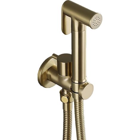 Bidetarmaturen Messing Bidet Set Wandhalterung Bidet Handbrause Spray Kaltes Wasser Handheld Bidet Spritze mit 1.5M Schlauch Gebürstetes Gold