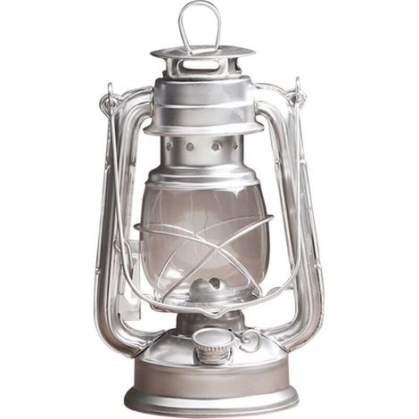 Ornement de lampe à pétrole en fer forgé de style rétro, argent, convenant à une chambre ou une table de chevet (1/5)