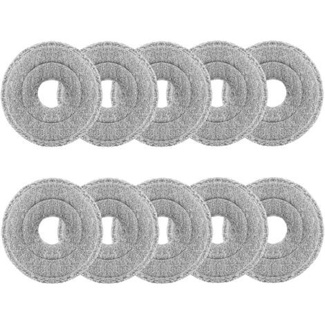 10 Lingettes de Nettoyage - Balai à Franges - Compatible Robots Dreame et Xiaomi - Lavable et Réutilisable - Pour Aspiration Humide et Sèche - Blanc - 25x25cm (1/5)