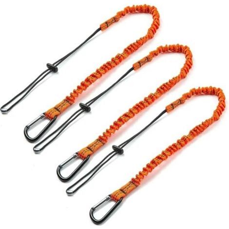 HOXILEELEOCorde de sécurité élastique avec mousqueton – 3 pièces nylon haute visibilité – Longueur 80 cm, charge 6,8 kg (1/5)