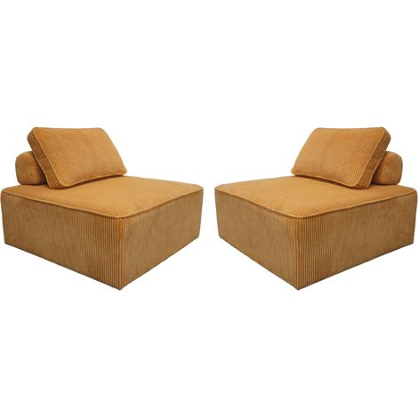 sweeek - 2er-Set Sofa-Modul-Sessel mit Cordbezug , Cord, Senfgelb