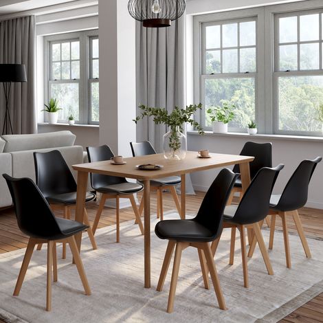 Lote de 8 sillas de comedor escandinavas SARA negras (1/5)