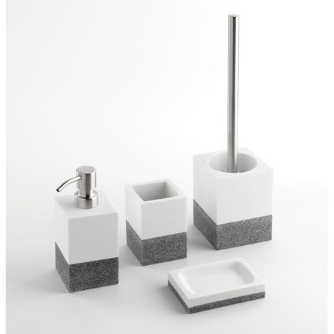 Set 4 Accessori da Bagno in Resina TFT Saada Bianco e Grigio (1/5)