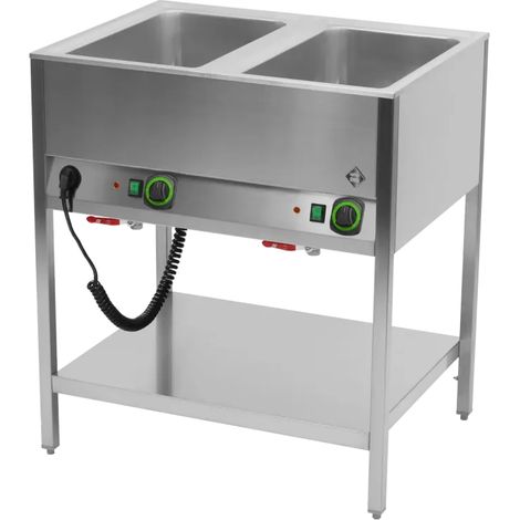 Bain marie stationnaire électrique GN 2-1/1 commande sur le côté long avec étagère basse RM - BMSD 2120 - RM Gastro