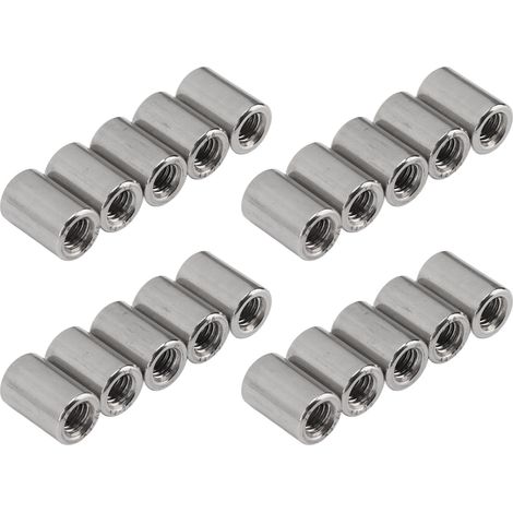 Jeu de 20 écrous cylindriques à filetage intérieur M61.0-10-L15mm en acier inoxydable 304 (1/5)
