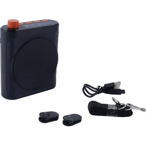 Amplificateur vocal portable avec 2 microphones sans fil rechargeables, son haute définition pour enseignants et personnes âgées, noir (1/5)