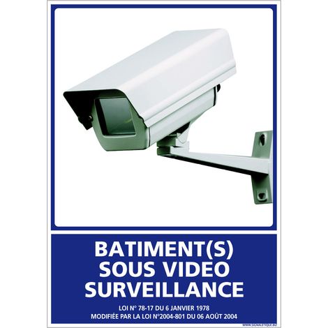 Panneau Information Bâtiment(s) sous vidéo surveillance. Signalisation Information Sécurité. Autocollant, PVC, Alu - Adhésif - 150 x 210 mm