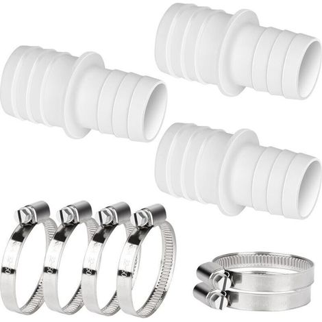 Poolschlauchverschraubungen 32–38 mm – 3er-Pack inklusive 6 Schlauchschellen, universelles Anschlusszubehör