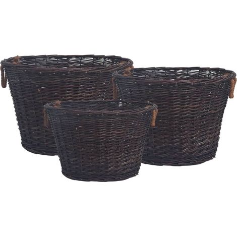 3 Paniers Porte Bûches Idéal rangement bois de chauffage, linge ou denrées (1/5)