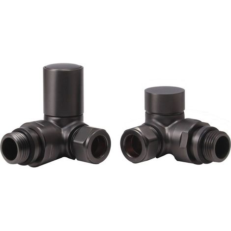 Signature Patterned Corner Radiator Valves (Pair) - Matt Black