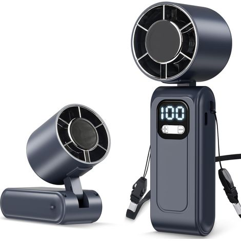 Ventilateur Portable 16000rpm, 1-100 Vitesses Réglables, USB-C 5000mAh jusqu’à 16h, Mini avec Écran LED, Silencieux – Pour Enfants, Adultes, Voyage Plein Air (1/5)