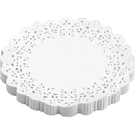 Runde, dekorative Einweg-Tischsets aus Papier mit Spitzenmuster, 21,5 cm (8,5 Zoll), für Kuchen und Desserts, 150 Stück/Packung (1/5)