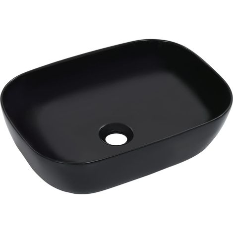 Lavabo sobre encimera para interior de baño aseo cabina de aseo 45,5 x 32 cm cerámica negra 020002625