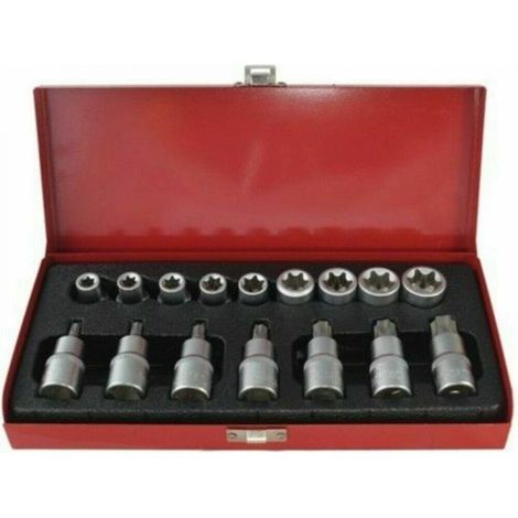 SET DI CHIAVI A BUSSOLA TORX MASCHIO FEMMINA 16 PEZZI IN ACCIAIO CHROME VANADIUM