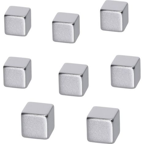 Sigel B3101 Imánes de neodimio plateados 10x10x10 mm pack de 8