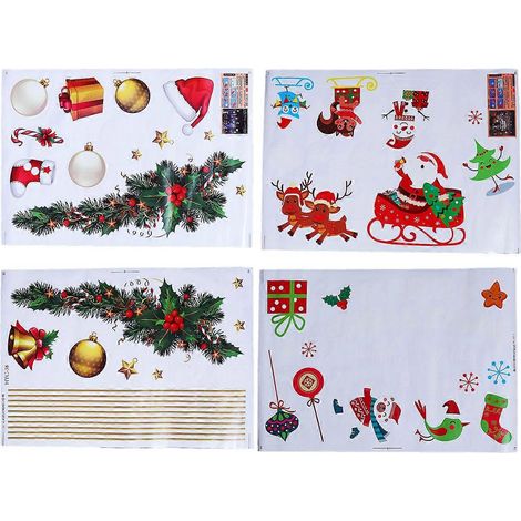 Sets Weihnachtskrippen-Aufkleber, Weihnachtsschmuck-Fensteraufkleber, Weihnachtsmann-Fensteraufkleber-50X35cm (1/3)