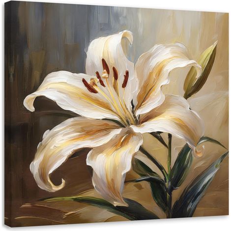Tableau déco Fleur de lys peinte 40x40 (1/5)