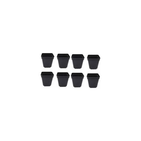 Lot de 50 seaux de semis noirs – Jardinières carrées en plastique – Petites jardinières d'intérieur et d'extérieur (noir/6,5 x 5 x 6,5 cm)