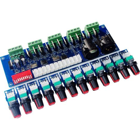 12-channel DMX512 decoding board with 4 groups of constant voltage RGB decoders and WS-DMX-DIM12CH manual dimming board