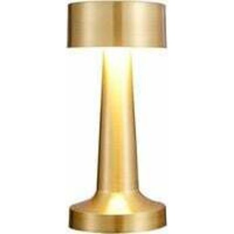Lampe de table LED sans fil - LED vintage rechargeable - Capteur tactile - Veilleuse - 3 couleurs - Luminosité - Variation - Pour bar, restaurant, chambre à coucher, lampe de chevet Doré