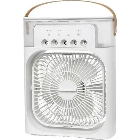 Ventilateur climatiseur portable 3 vitesses et fonction minuterie, brumisateur à 5 trous, convient aux chambres et aux bureaux (1/4)