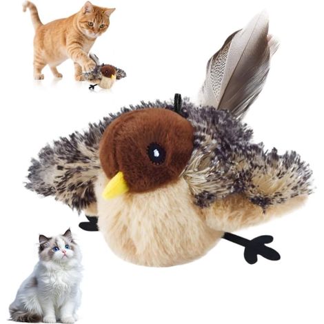 Cat Toy Bird Flying Electric, Interactive Cat Toy Electric, Intelligence Rechargeable Cat Toy, Plush Toy Flapping Bird Cat Toy with Catnip (C) (C2) (1/5)