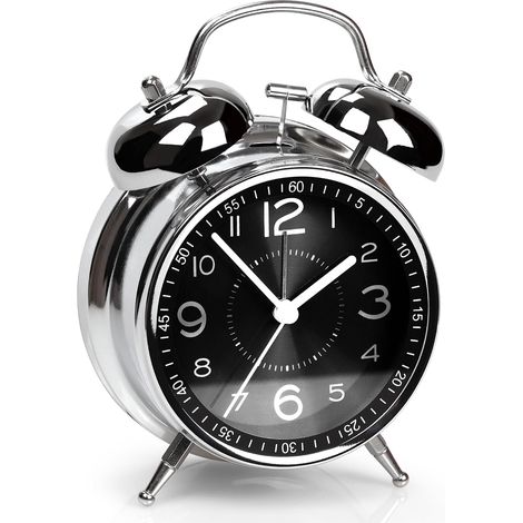 Réveil Matin Gros Dormeur Extra Fort, Réveil Vintage Double Cloche 4 Pouces, Cadran métallique coloré (1/5)