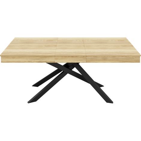 Tavolo da pranzo allungabile 140/180x80 cm in MDF colore rovere con gambe in metallo (1/5)