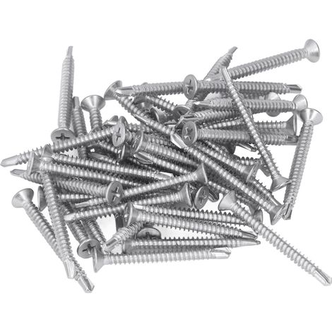 200 Vis autoperceuses à tête fraisée Phillips en acier inoxydable 410, 50mm, M4.8-16, lot de 200 (1/5)