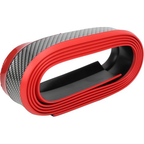 Protection Pare-Chocs Avant Auto, Bande Antichoc Caoutchouc pour Jupe Latérale, Film Protecteur 2,5m/8,2ft, Aspect Fibre de Carbone Bord Rouge (1/5)