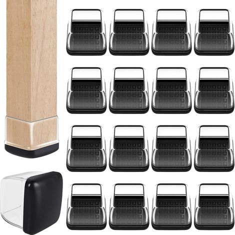 Set of 16 Chair Leg Glides for Carpet, 28-36mm, Transparent, Teflon Glides and Combination Thermoplastic/Elastomer Foot Protectors, Glide Easily on Carpet (1/5)