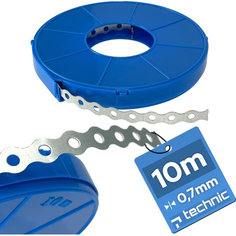 Feuillard perforé d'assemblage galvanisé 12x0,7mm (10m) en cassette de protection - EDO Technic (1/5)